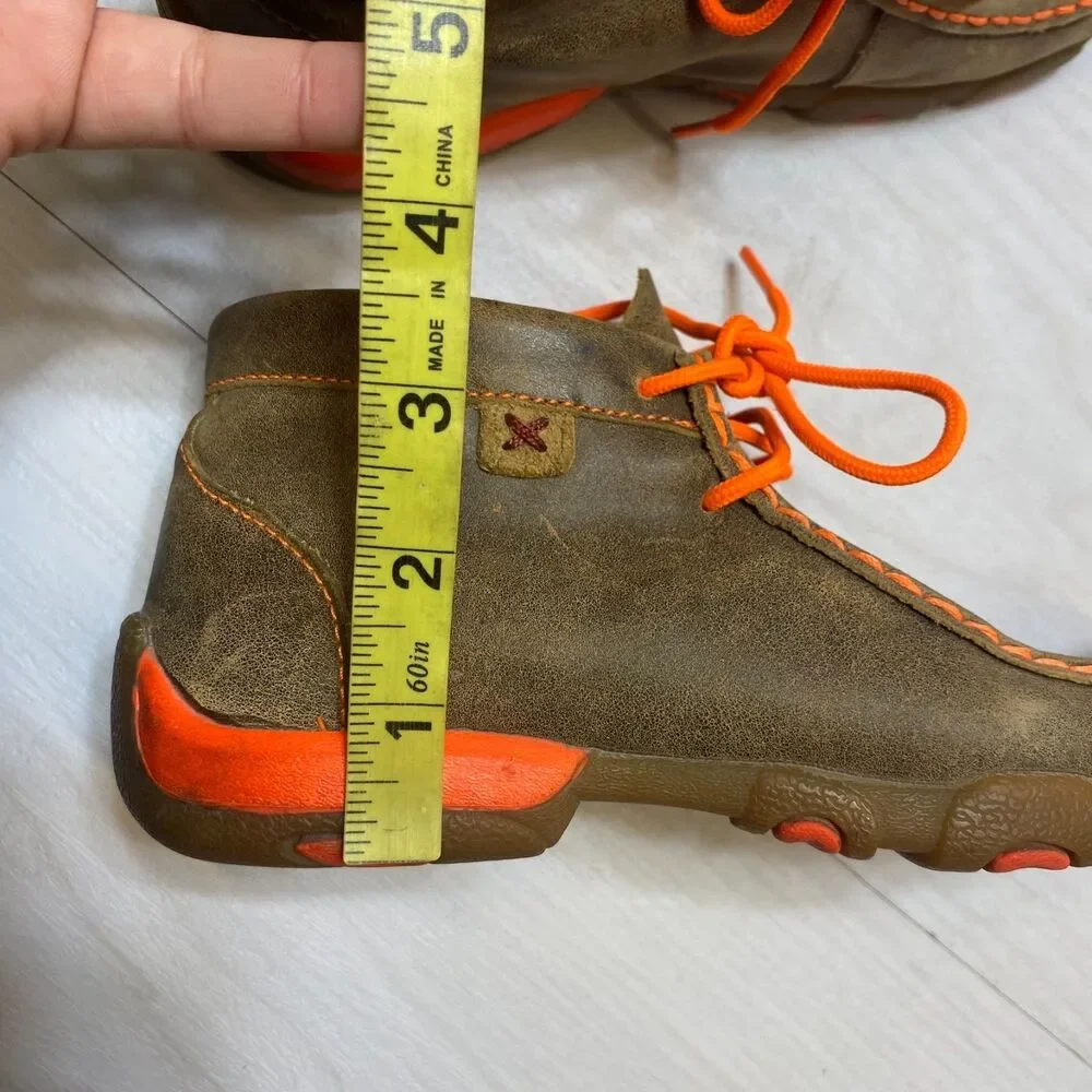 Twisted X Chukka Driving Mocs Kids 1M Orange Leather Moisture Wicking SD Footbed
